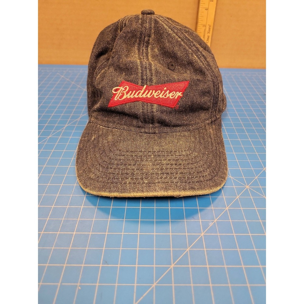 Budweiser Hat H3 Headwear Denim Baseball Cap Adult Size Adjustable‎ Strapback